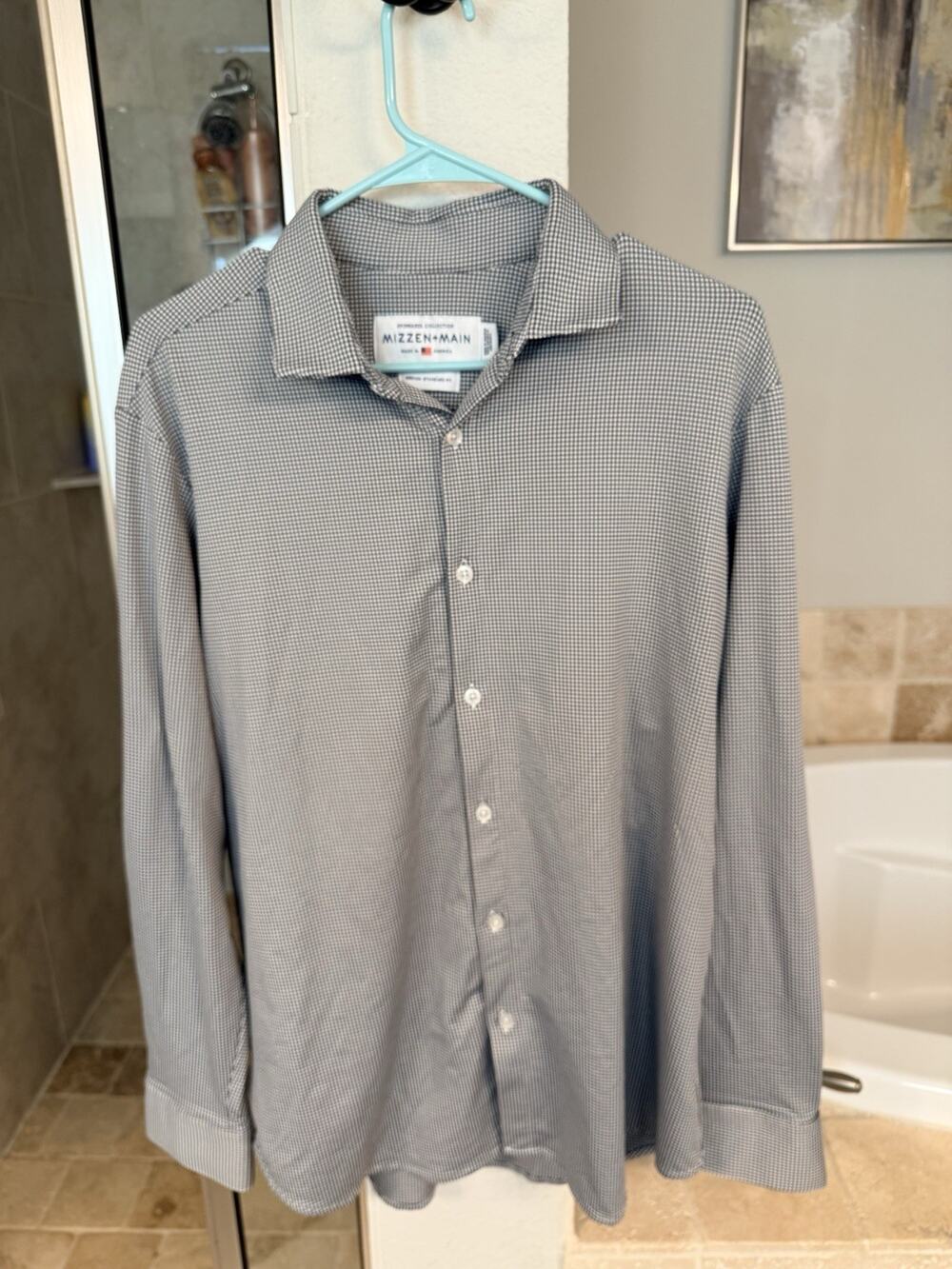 Mizzen+Main Spinnaker Collection Mens M Standard Fit Black White Check Shirt USA